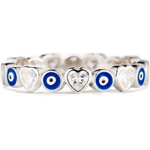Heart & Evil Eye Ring Band Protection Jewelry for Women